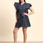 Ariya Threads Luna Polka Dot Denim Dress (Navy Blue)