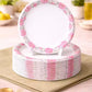 Ariya Melamine Dinner Plates 11 Inch Set of 12 | Pink Flower