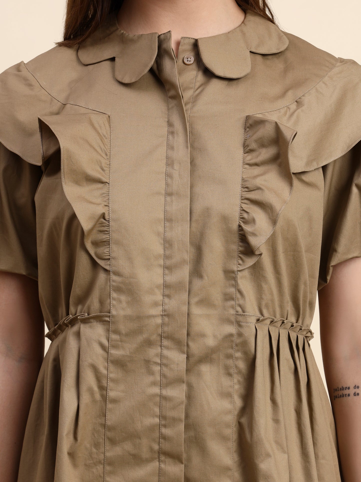 Ariya Threads Elara Ruffle Dress (Mocha Brown)