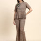 Ariya Threads Lace Peplum Co-ord Set (Taupe Beige)