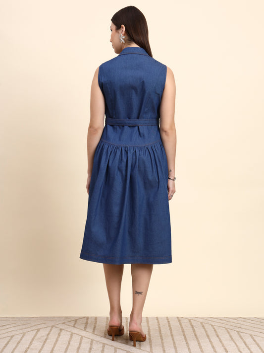 Ariya Threads Amaris Denim Dress (Indigo Blue)