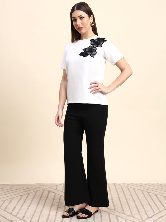 Ariya Threads Monochrome Bloom Co-ord Set (White & Black)