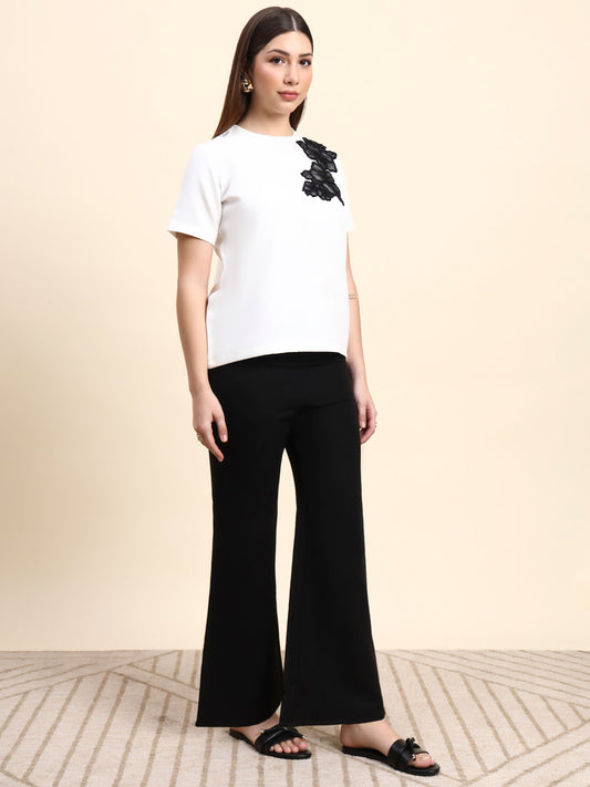 Ariya Threads Monochrome Bloom Co-ord Set (White & Black)