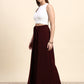 Ariya Threads Eclipse Wine Wide-Leg Co-ord Set (White & Wine)
