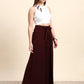 Ariya Threads Eclipse Wine Wide-Leg Co-ord Set (White & Wine)