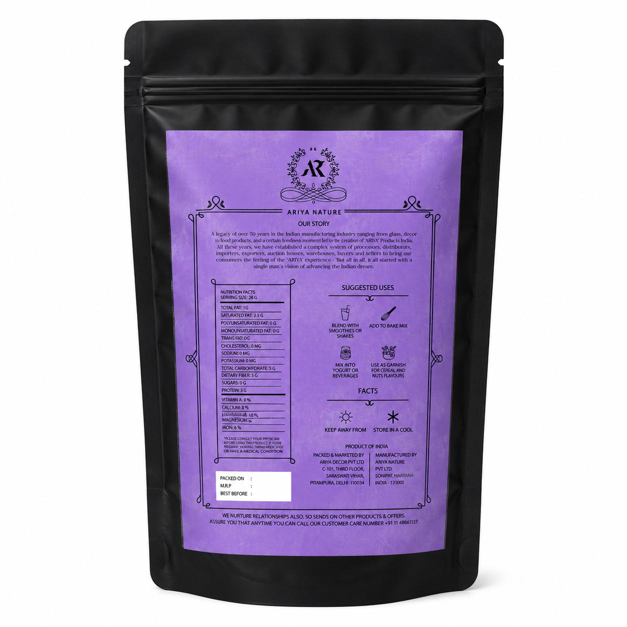 Ariya Nature Black Chia Seeds 100g | Premium Natural Non-GMO Chia Seeds