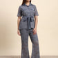 Ariya Threads Lace Shirt Co-ord Set (Slate Grey)