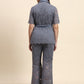 Ariya Threads Lace Shirt Co-ord Set (Slate Grey)