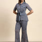 Ariya Threads Lace Shirt Co-ord Set (Slate Grey)
