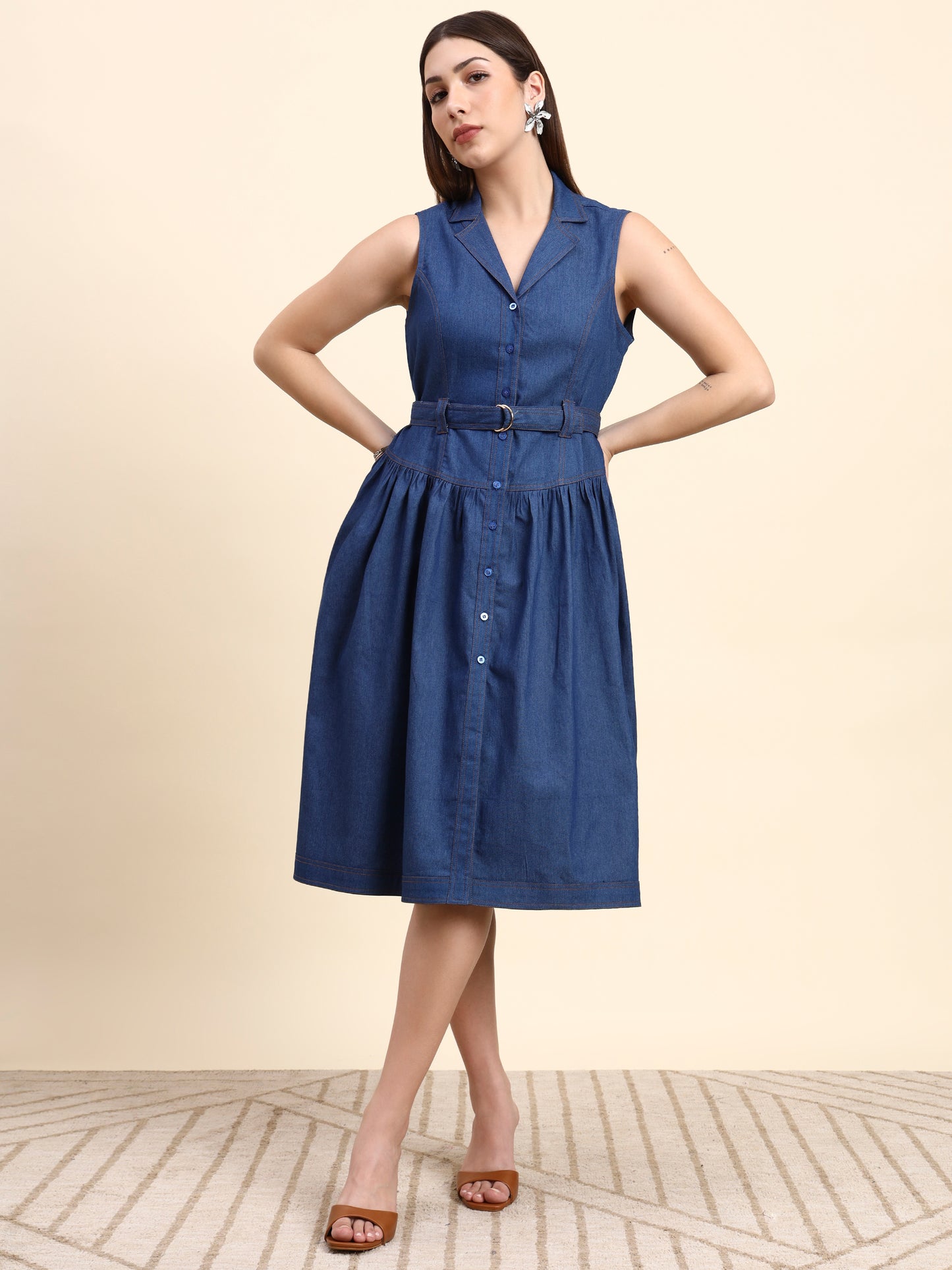 Ariya Threads Amaris Denim Dress (Indigo Blue)