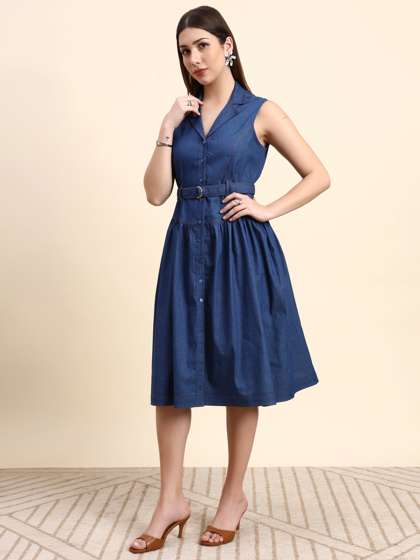 Ariya Threads Amaris Denim Dress (Indigo Blue)