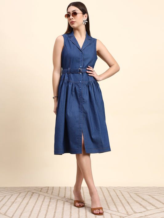 Ariya Threads Amaris Denim Dress (Indigo Blue)
