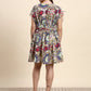 Aura Ivory Hakoba Embroidered Dress (Multi Print)