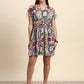 Aura Ivory Hakoba Embroidered Dress (Multi Print)