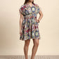 Aura Ivory Hakoba Embroidered Dress (Multi Print)