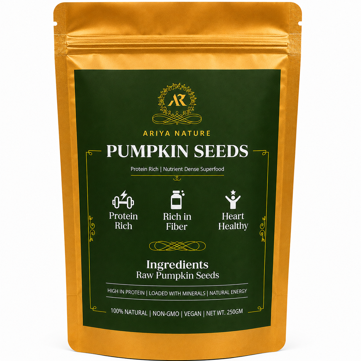 Ariya Nature Pumpkin Seeds 250 Gram| Premium Natural Non-GMO Raw Pumpkin Seeds