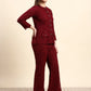 Ariya Threads Lace Shirt Co-ord Set (Wine Red)