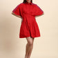 Ariya Threads Scarlet Pleated Shirt Dress (Cherry Red)