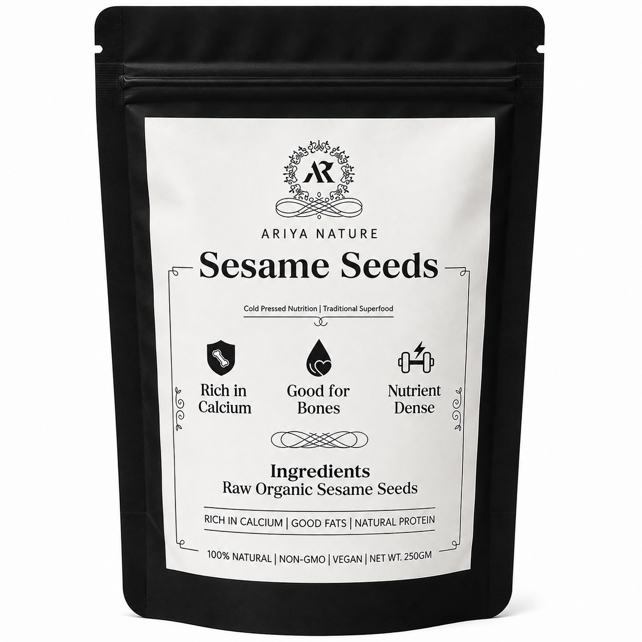 Ariya Nature Raw Sesame Seeds 250 Gram| Premium Natural Non-GMO Sesame Seeds