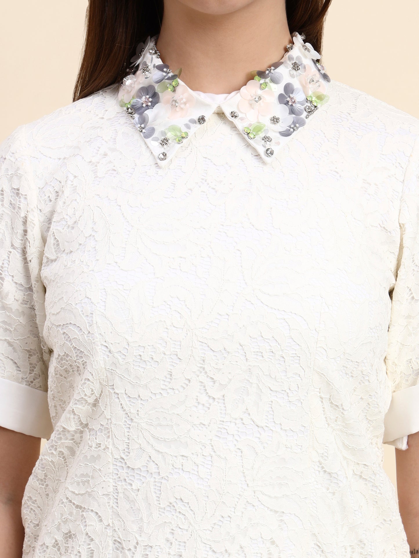 Ariya Threads Celeste Lace Dress (Ivory White)