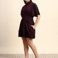 Ariya Threads Selene Pleated Shirt Dress (Wine Burgundy)