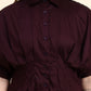 Ariya Threads Selene Pleated Shirt Dress (Wine Burgundy)